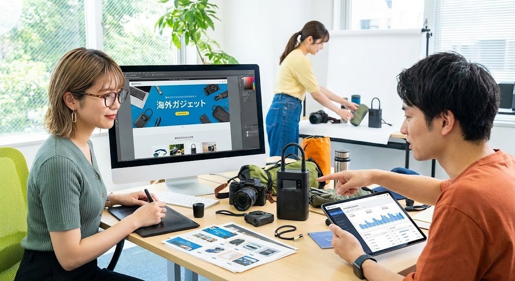 【月給28万円以上】海外ガジェット・雑貨のEC販促プランナー（WEBデザイン・企画）★昨年度賞与実績100～270万円